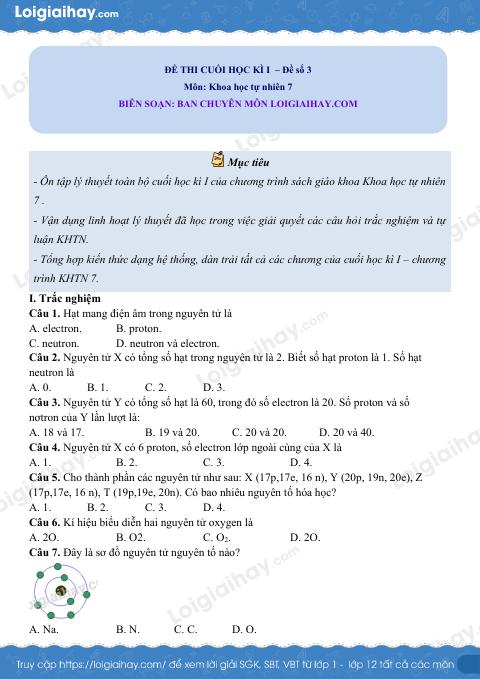 Đề thi học kì 1 KHTN 7 Cánh diều - Đề số 13